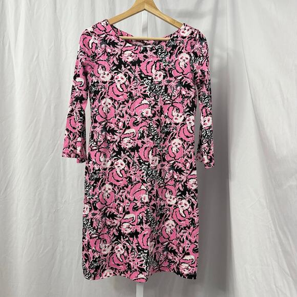 Lilly Pulitzer Pink and Black Floral Dress - Picture 1 of 13